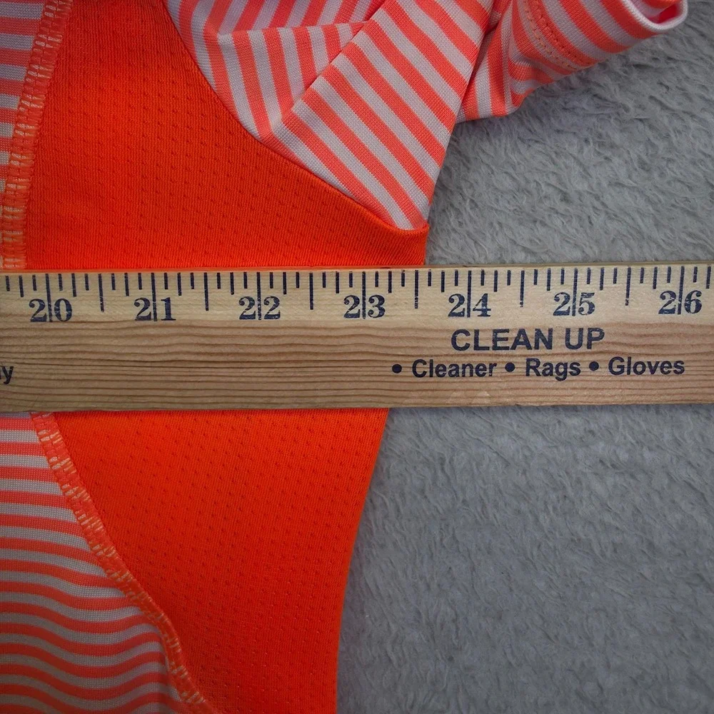 Under Armour Golf Polo Shirt Mens XL Orange Green Striped Stretch Sports Outdoor