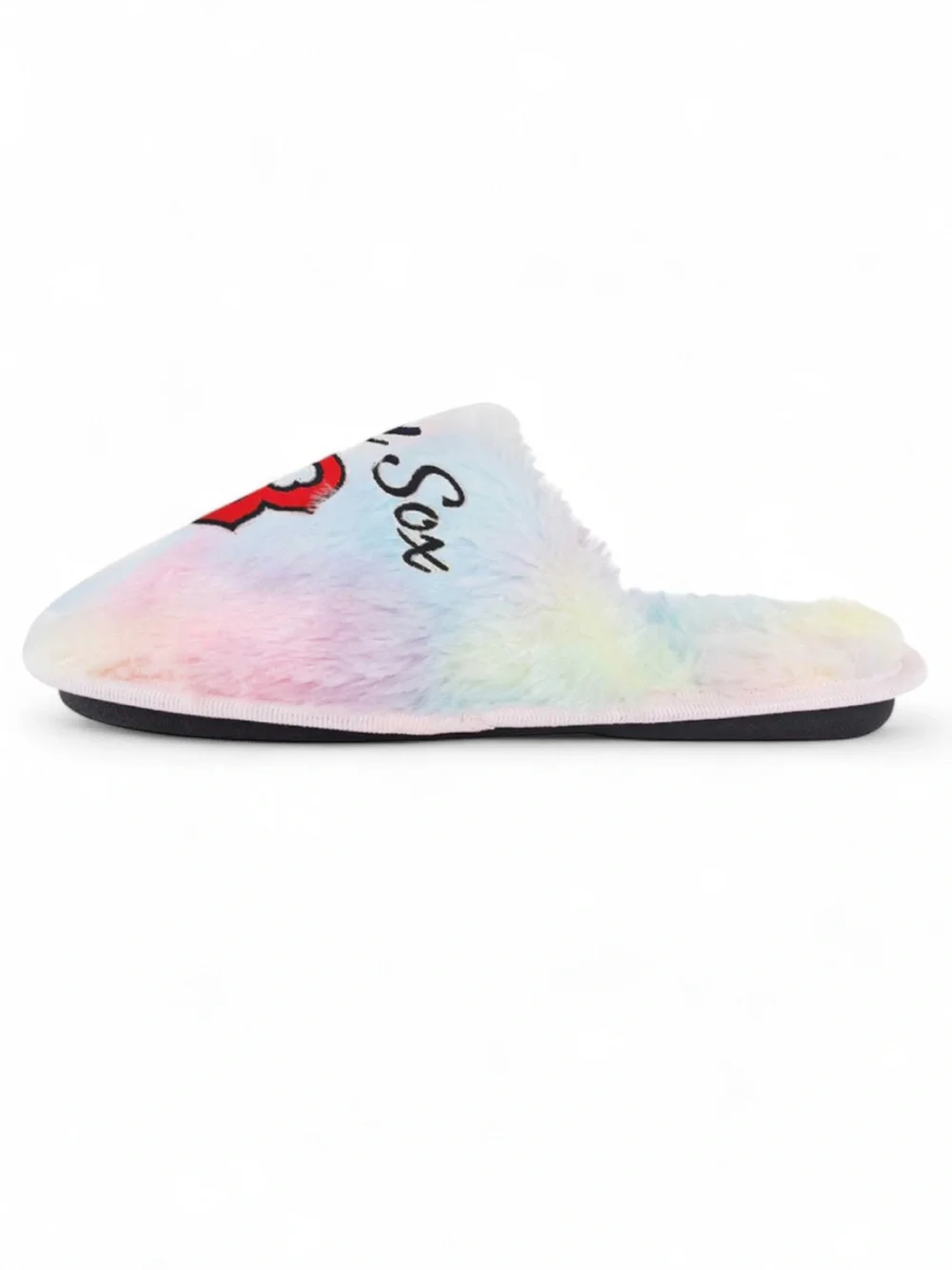 Boston Red Sox Embroidered Faux Fur Rainbow Slippers Size Youth XL (7-8) [NWT]
