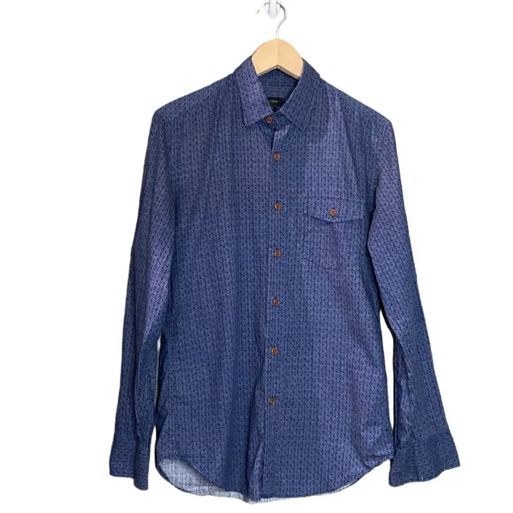 J.Crew Textured Blued Buttoned Down Mens Shirt A4813 Cotton