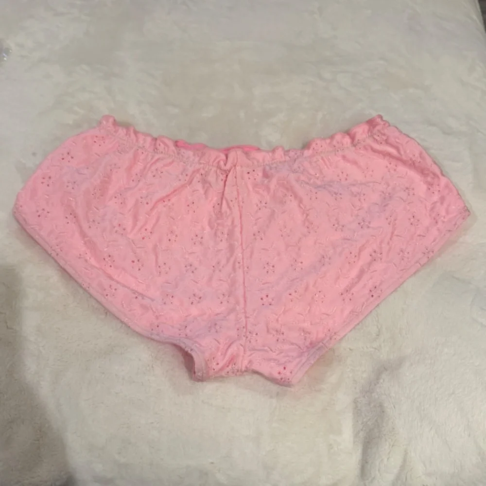 New! Frankies Bikinis Lisa Eyelet Bikini Bottom Pink 31528