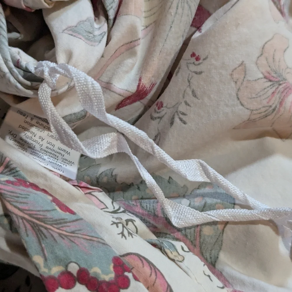 Pottery Barn Full/Queen Duvet Cover Palampore Jacobean Cream Red Preppy Cottage
