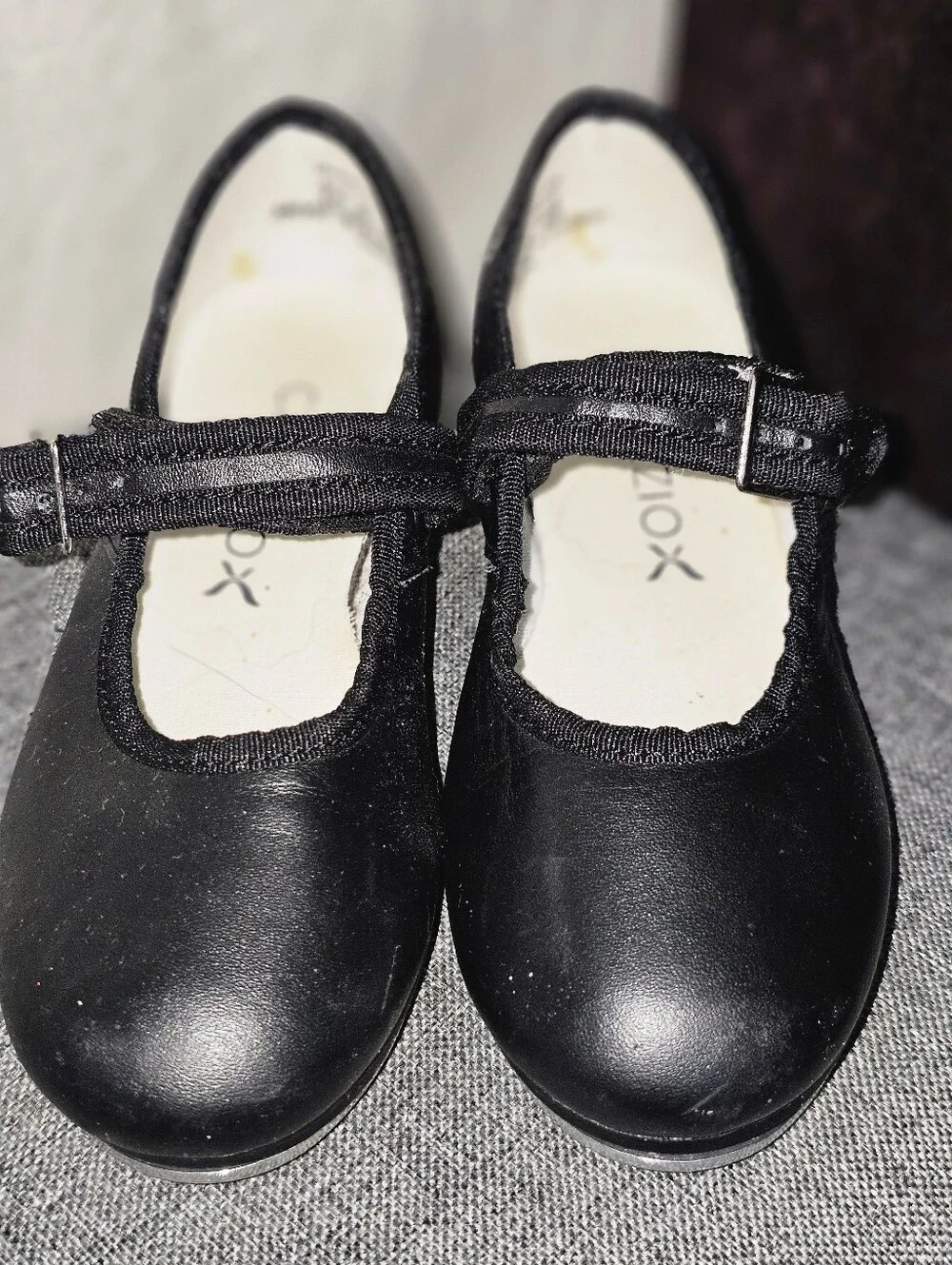 Capezio Black Girls Mary Jane Tele Tone Tap Shoes Sz 10M