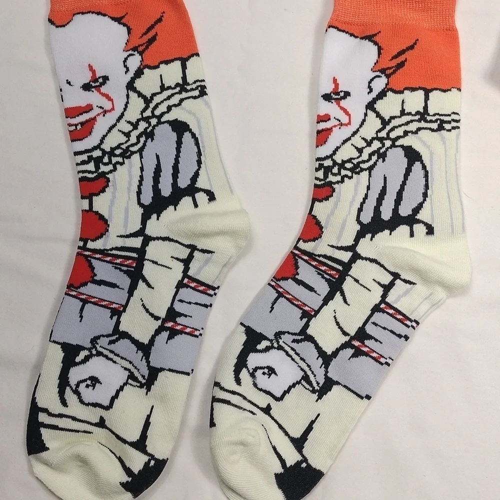 NWOT Horror Characters Themed Adult Socks - Orange and Blue