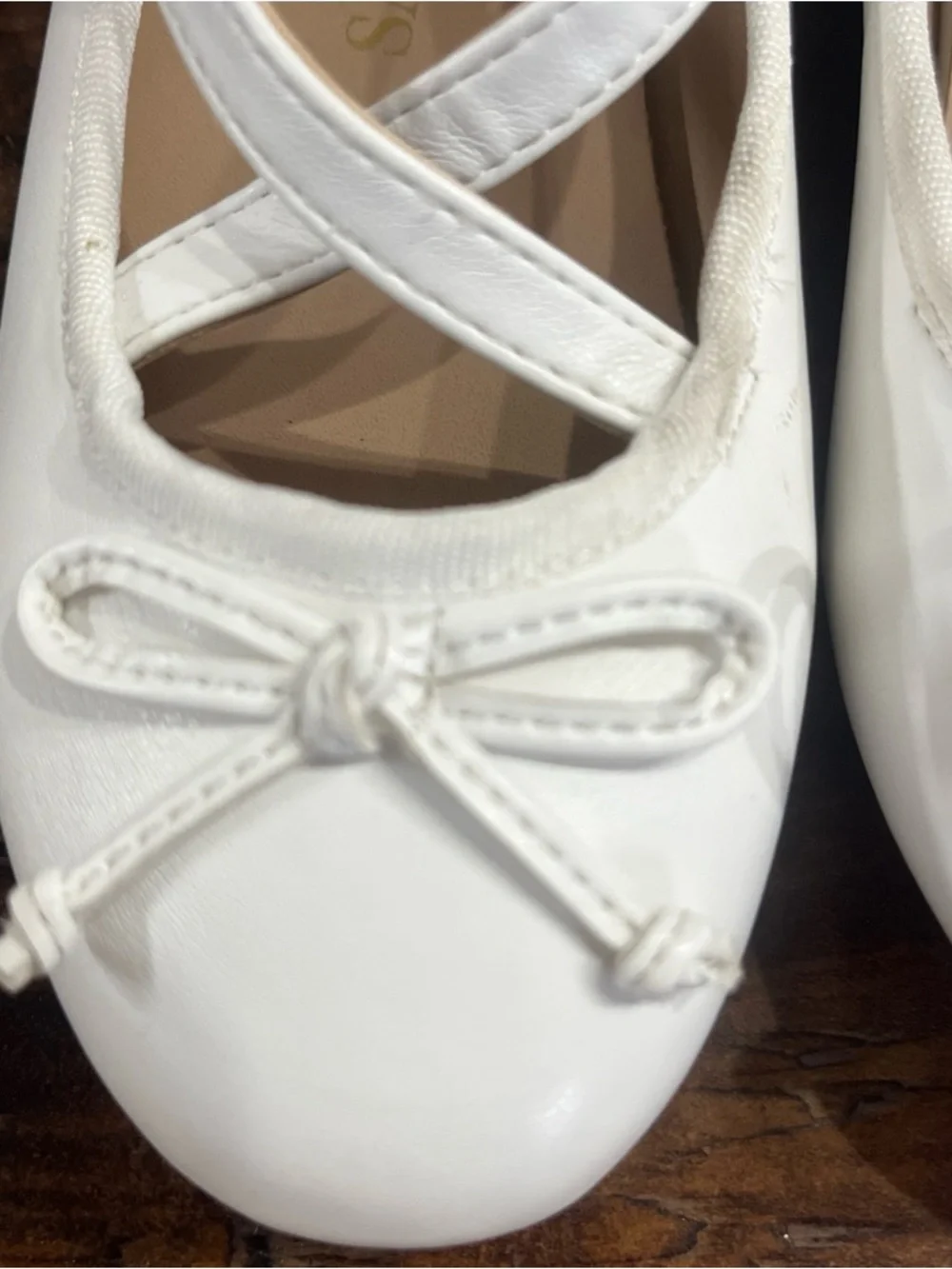 Sam & Libby White Ballet Flats Shoes with Cross Strap size 1