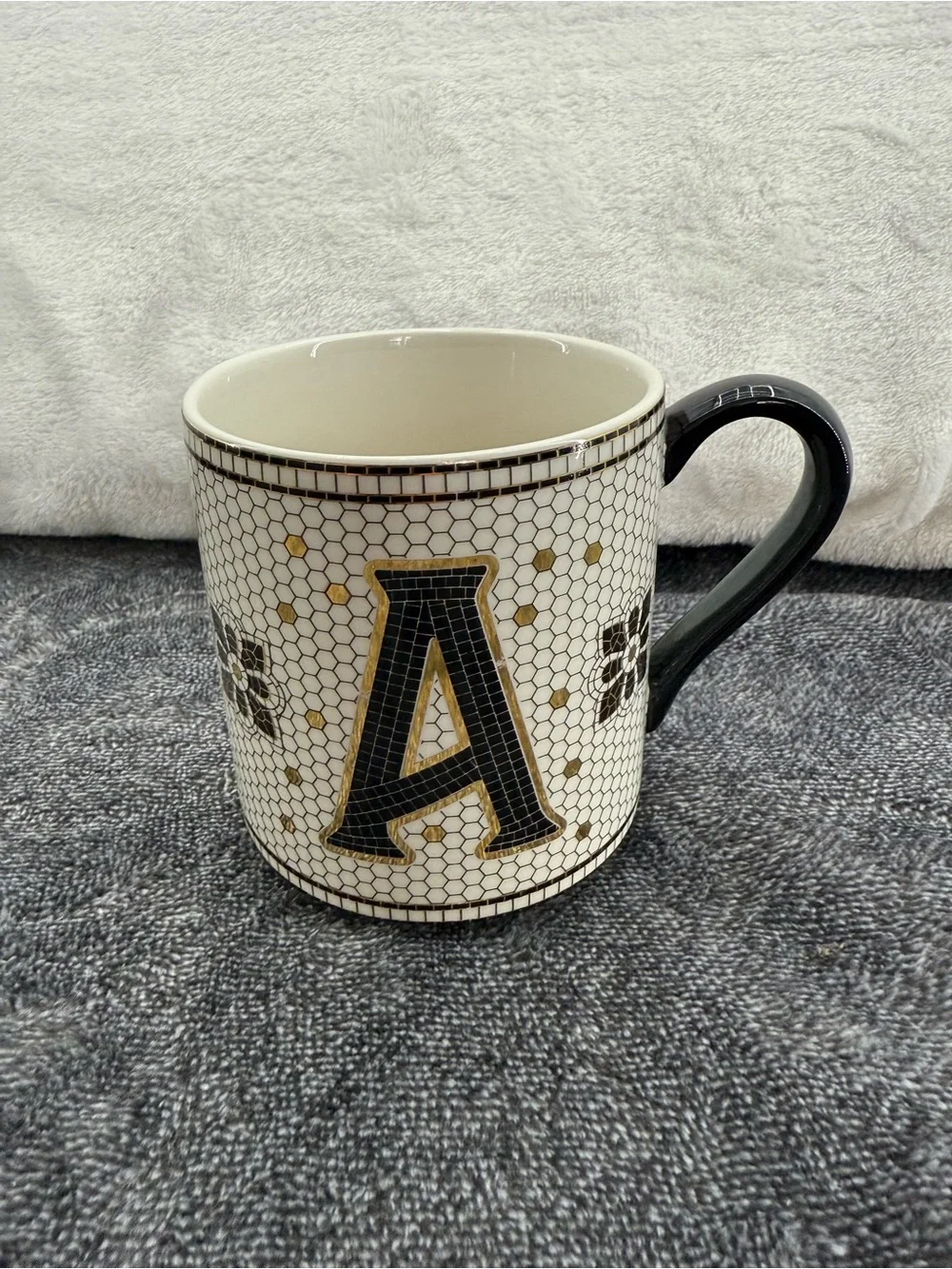 Anthropologie The Bistro Tile Stoneware Mug Monogram Initial A Mosaic-New