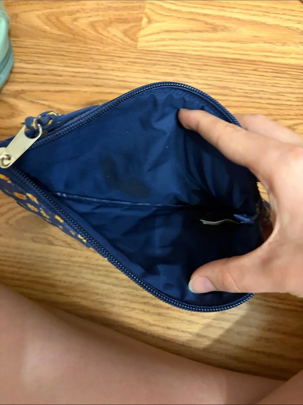 Quilted Blue Floral Zipper Pouch