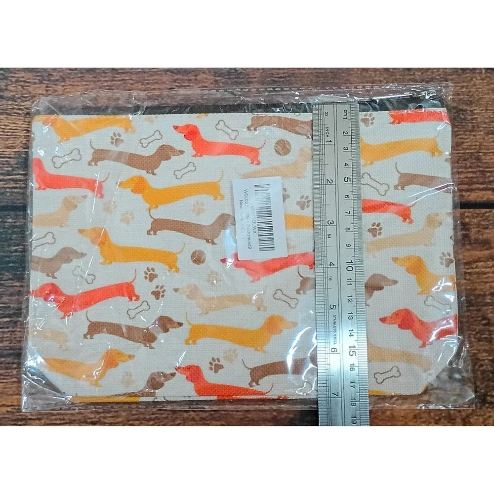 Dachshund Weiner Dog Print Zippered Makeup Bag‎ Pouch Multicolor Canvas WCL0225