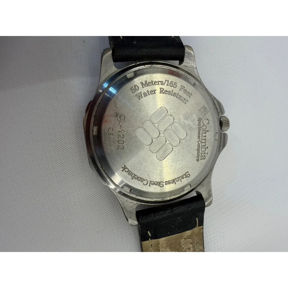 Columbia CL-1202 Field Watch Silver Dial Black Leather Strap 50M Water Resistant