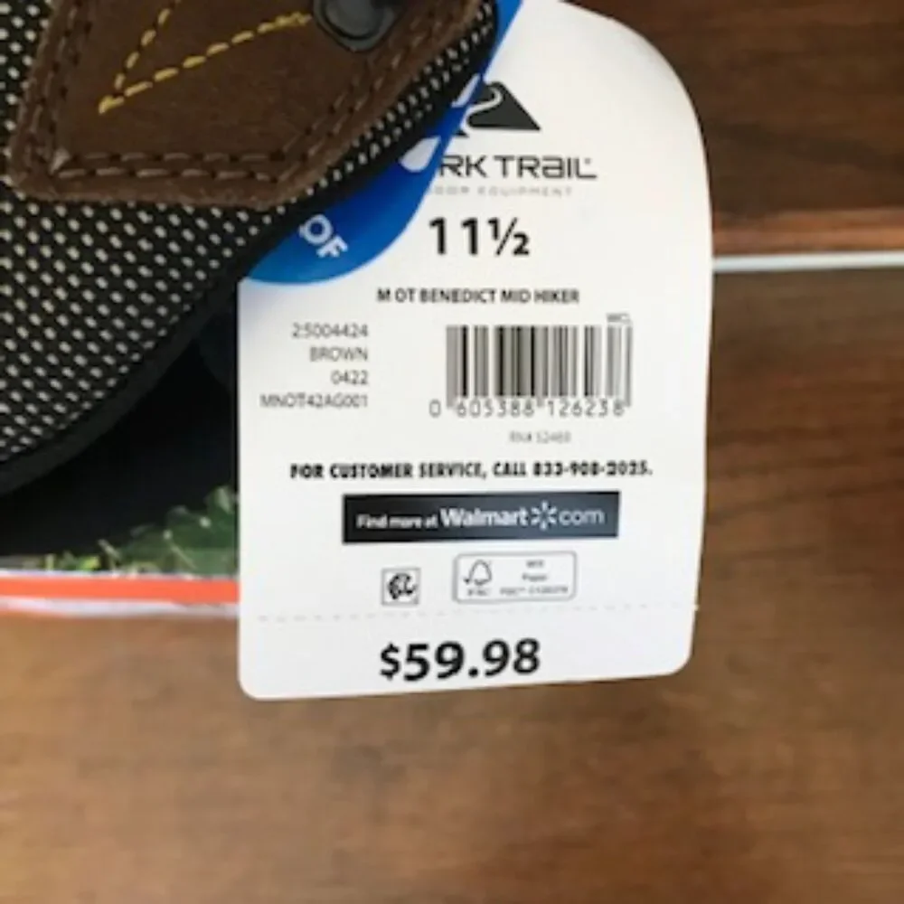 Size 11 1/2  . Waterproof Hiking Boots . Benedict . Ozark Trail . New in Box