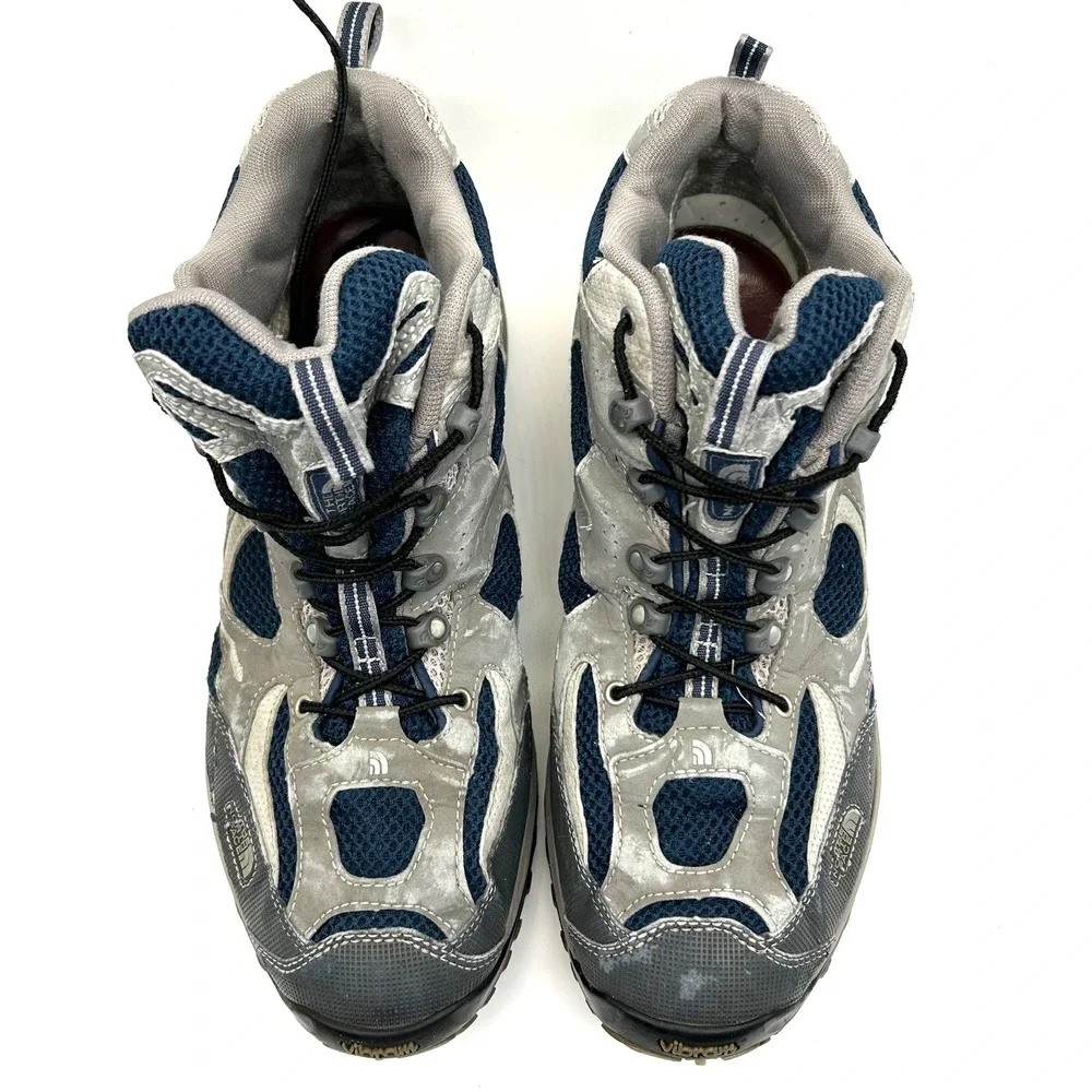 The North Face Hiking Boots Mens 11.5 Grey Navy‎ Gore-Tex Vibram Trail Shoes