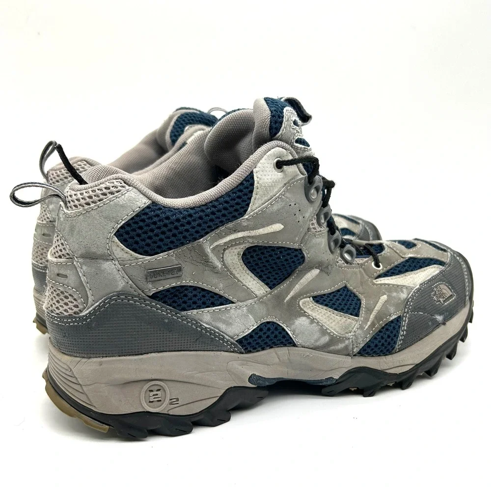 The North Face Hiking Boots Mens 11.5 Grey Navy‎ Gore-Tex Vibram Trail Shoes