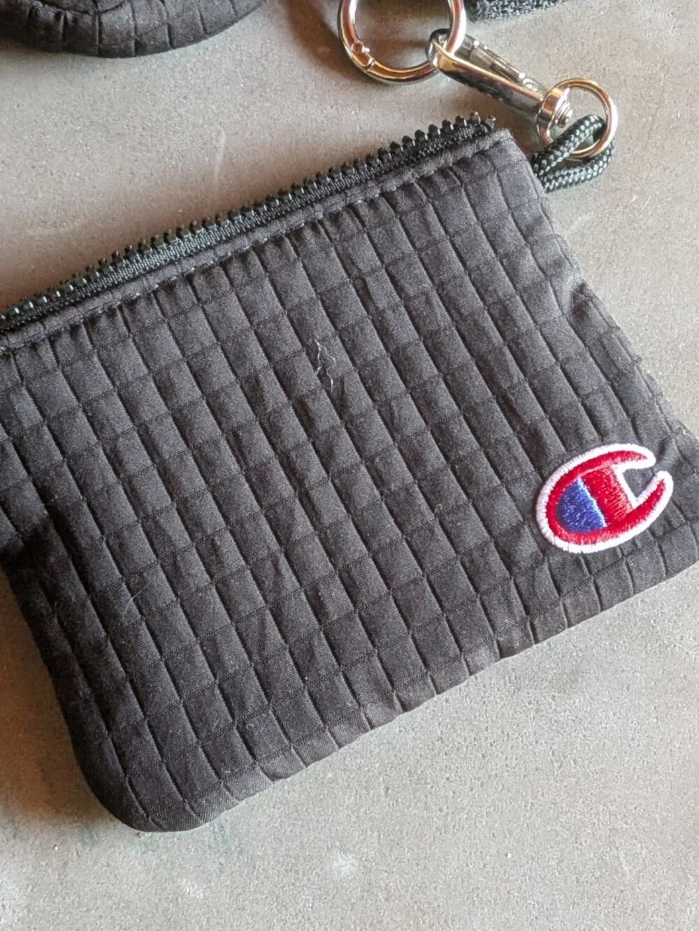 Champion Black Quilted Multi-Accessory Keychain Pouch Set