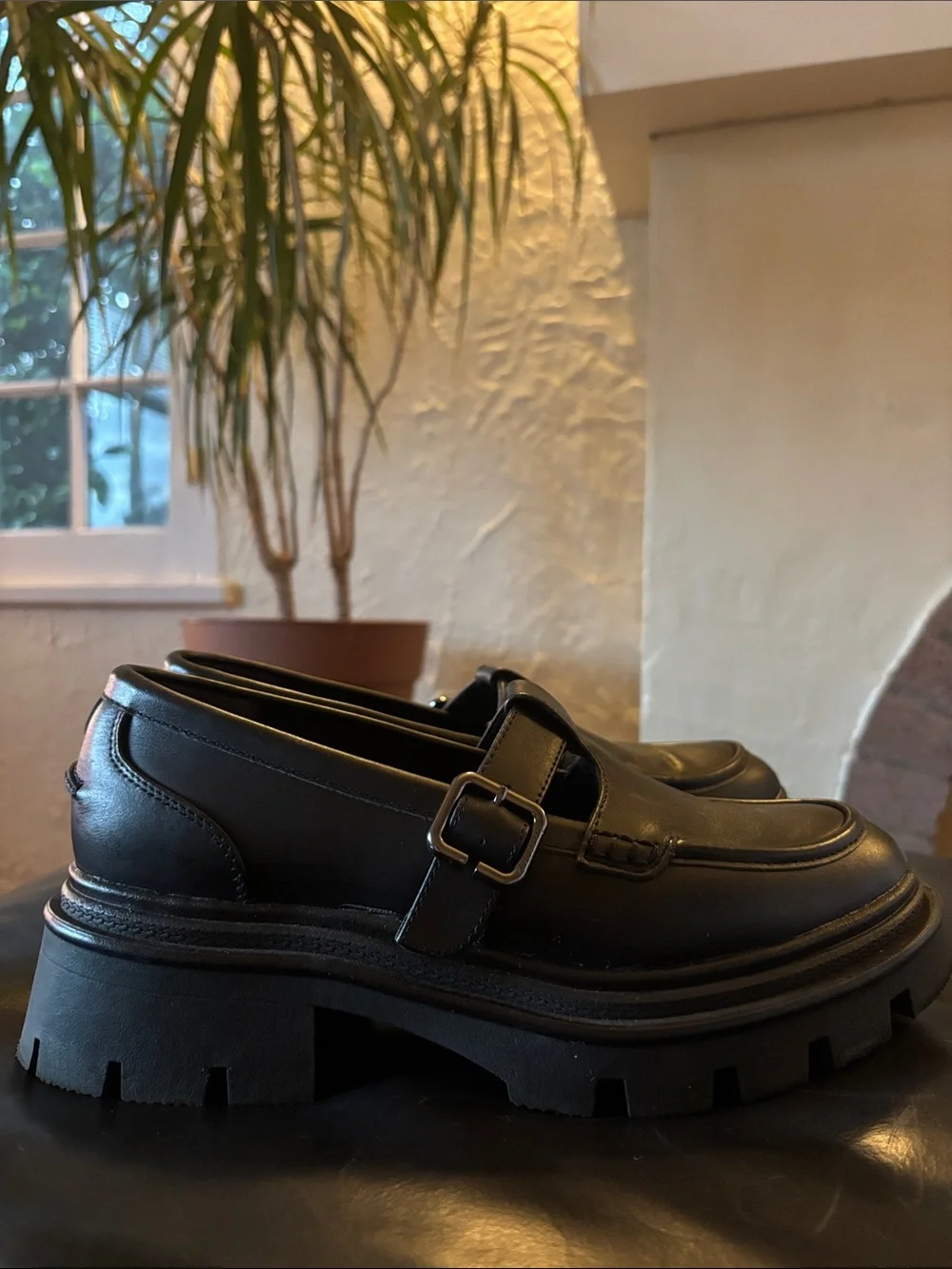 Circus by Sam Edelman Black Platform Lug Sole Mary Jane Loafers