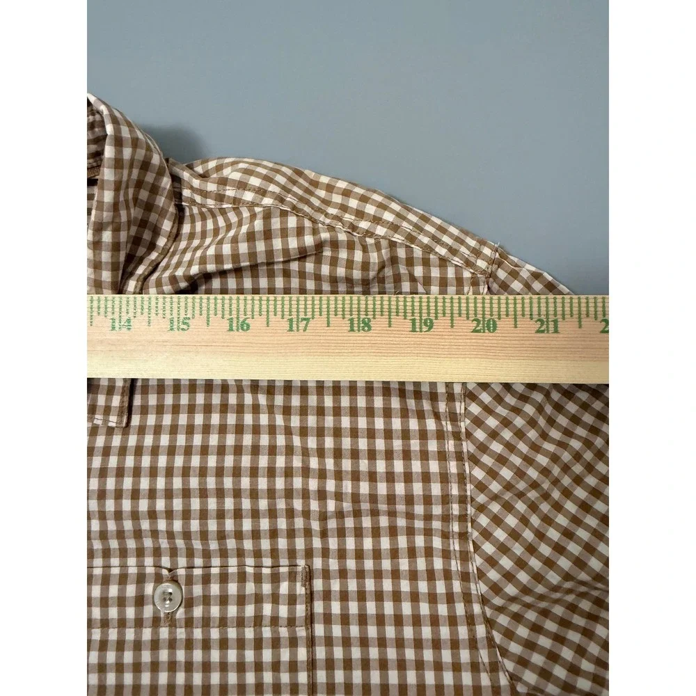 The North Face Mens XXL Gingham Button Down Shirt Brown White Long Sleeve