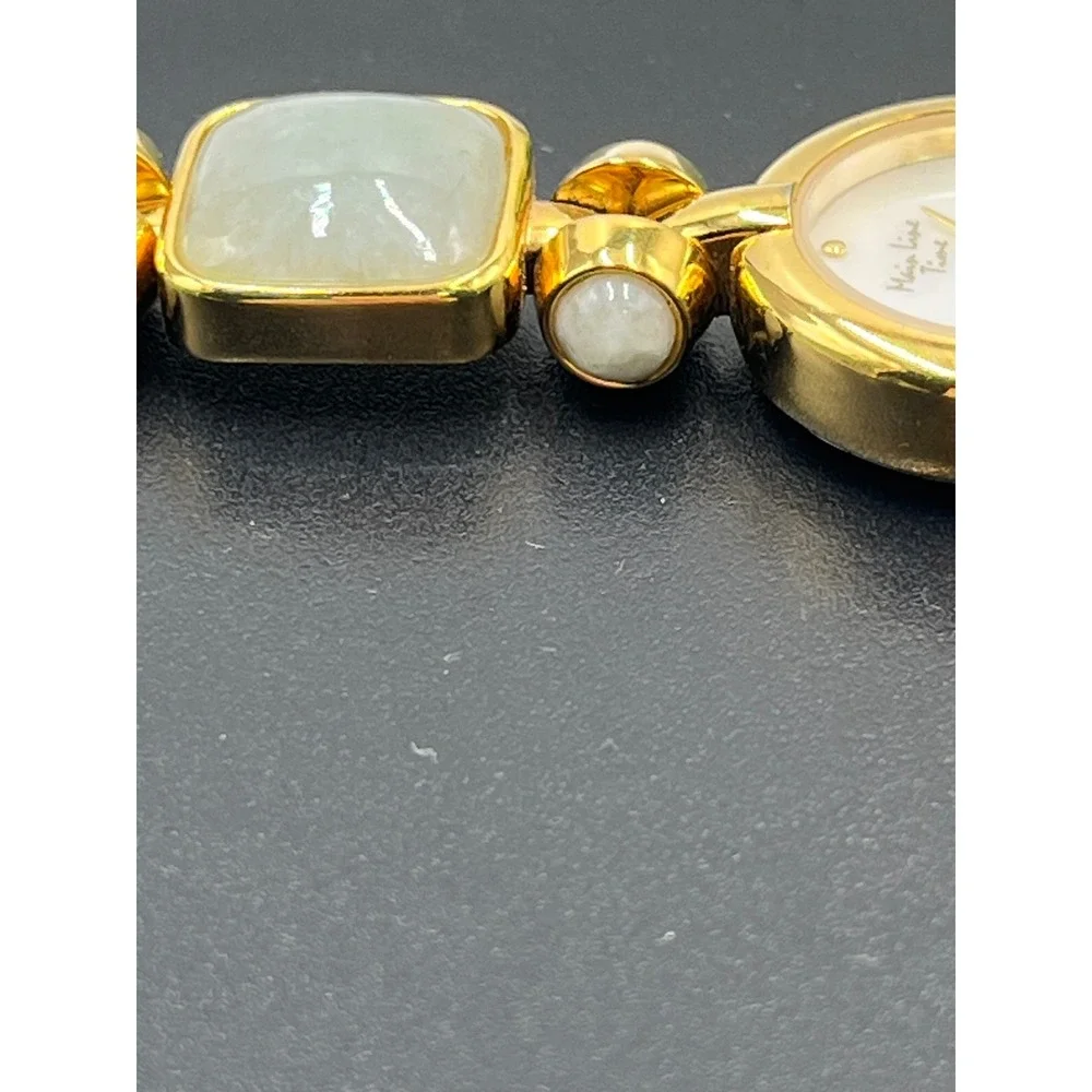 Main Line Time Green‎ Blue Jadeite Stone Mother of Pearl Bracelet wrist Watch