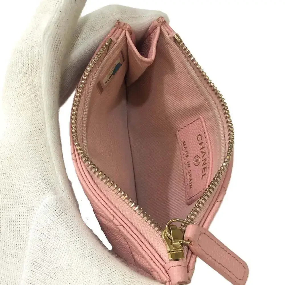 CHANEL Authentic Pink Caviar Leather Wallet