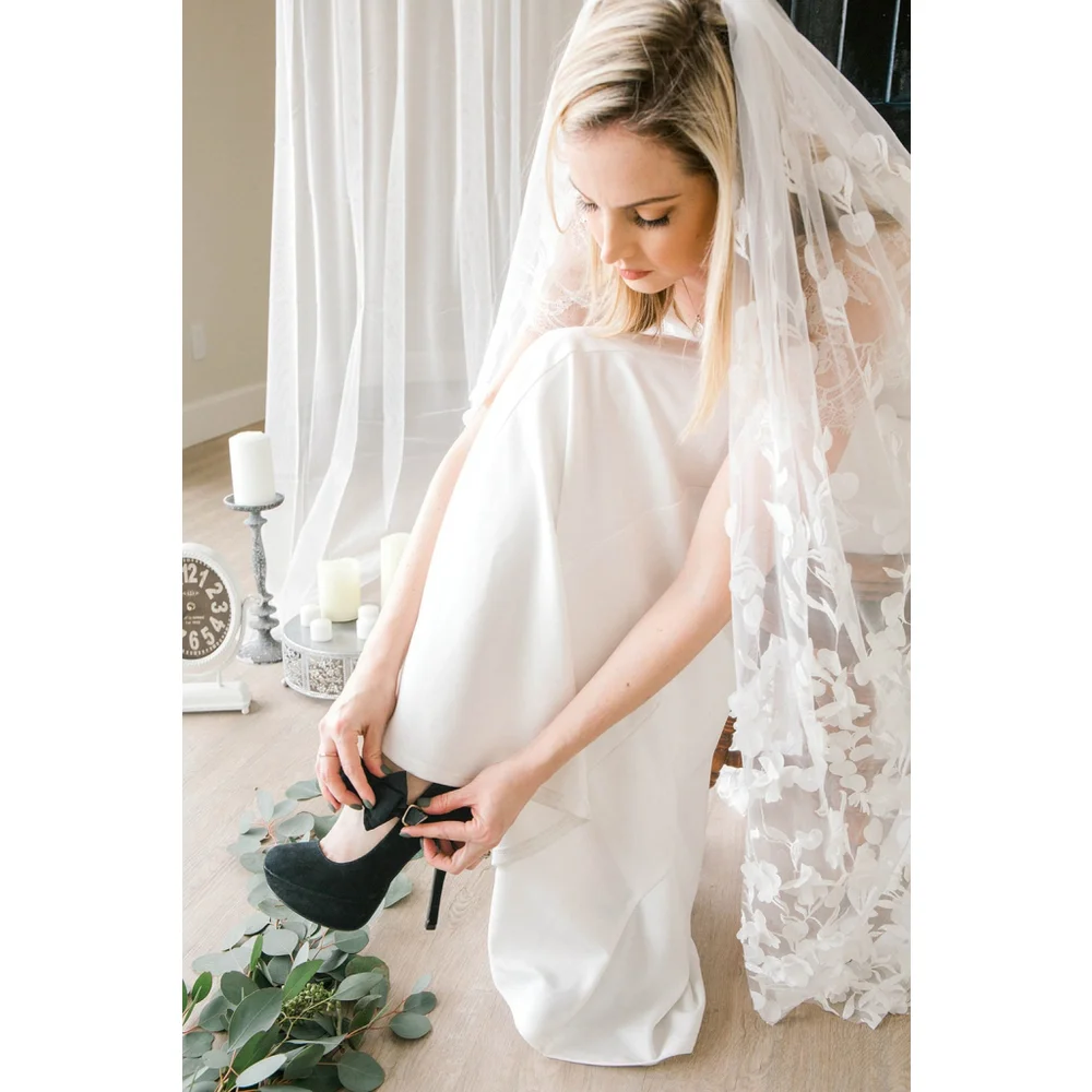 3D Floral Wedding Veil: Handmade Nylon Fingertip Veil Bridal Bride