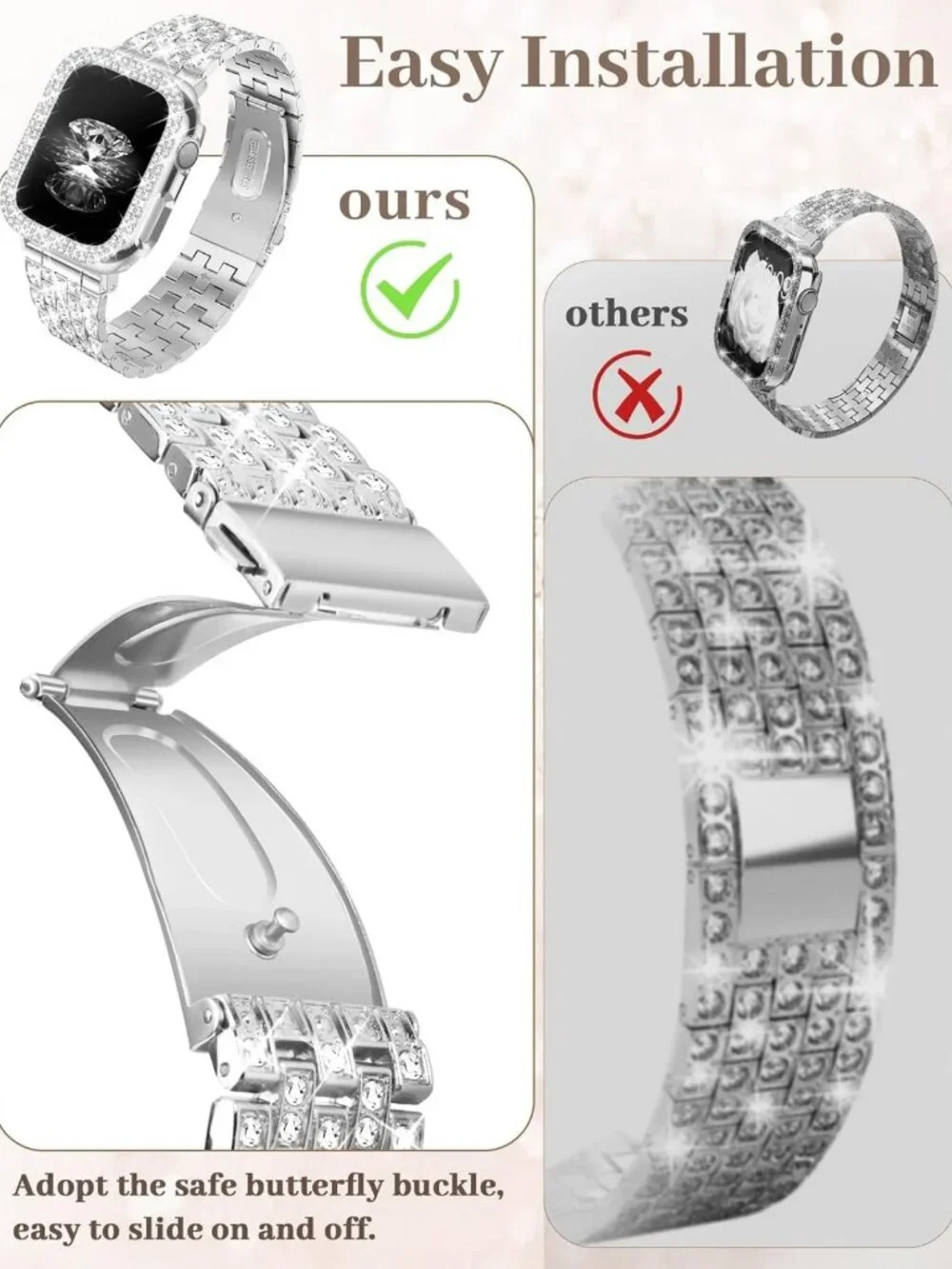 Luxury Diamond Bling Bands for Apple Watch 38mm-49mm | Metal Bracelet Strap