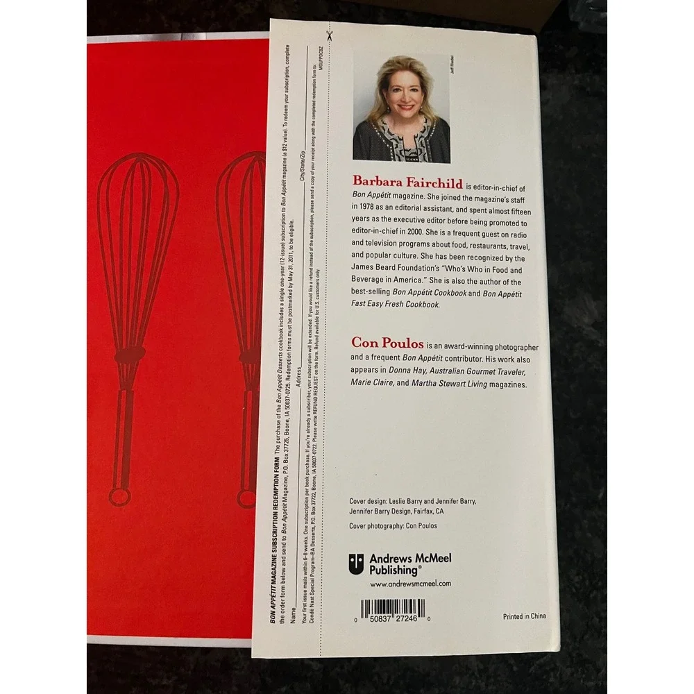 Bon Appetit‎ Desserts Cookbook Barbara Fairchild Sweet Wonderful Recipes 2010