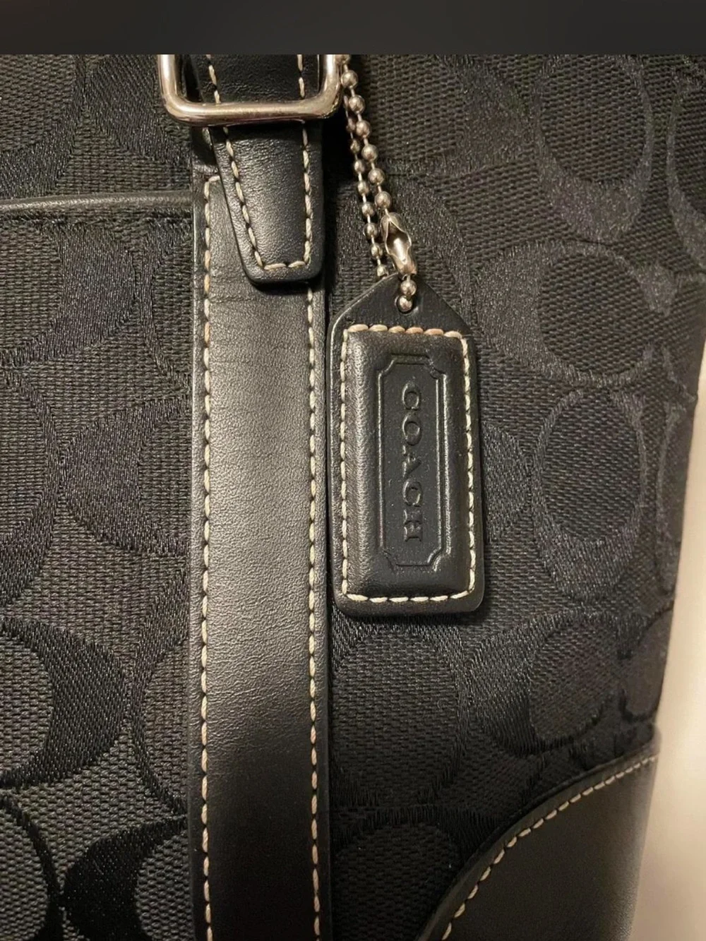 Coach Black Signature CC Canvas mini small Tote handbag like new