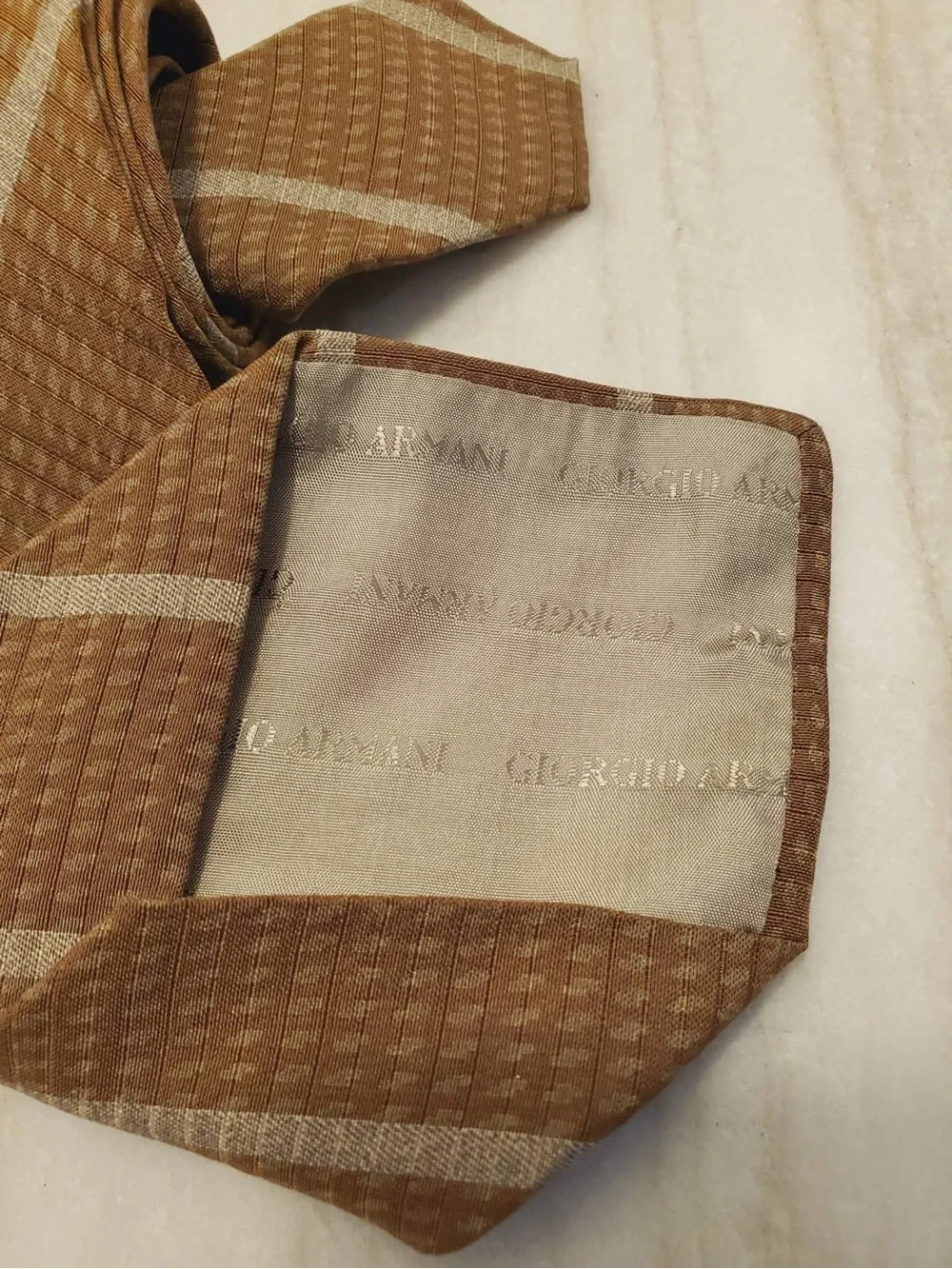 Giorgio Armani Silk Tie In Brown & Cream