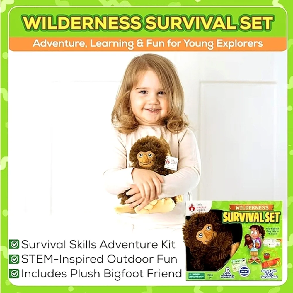 Little Medical School Wilderness Survival Play Set & Bigfoot Adventure Plush Toy
