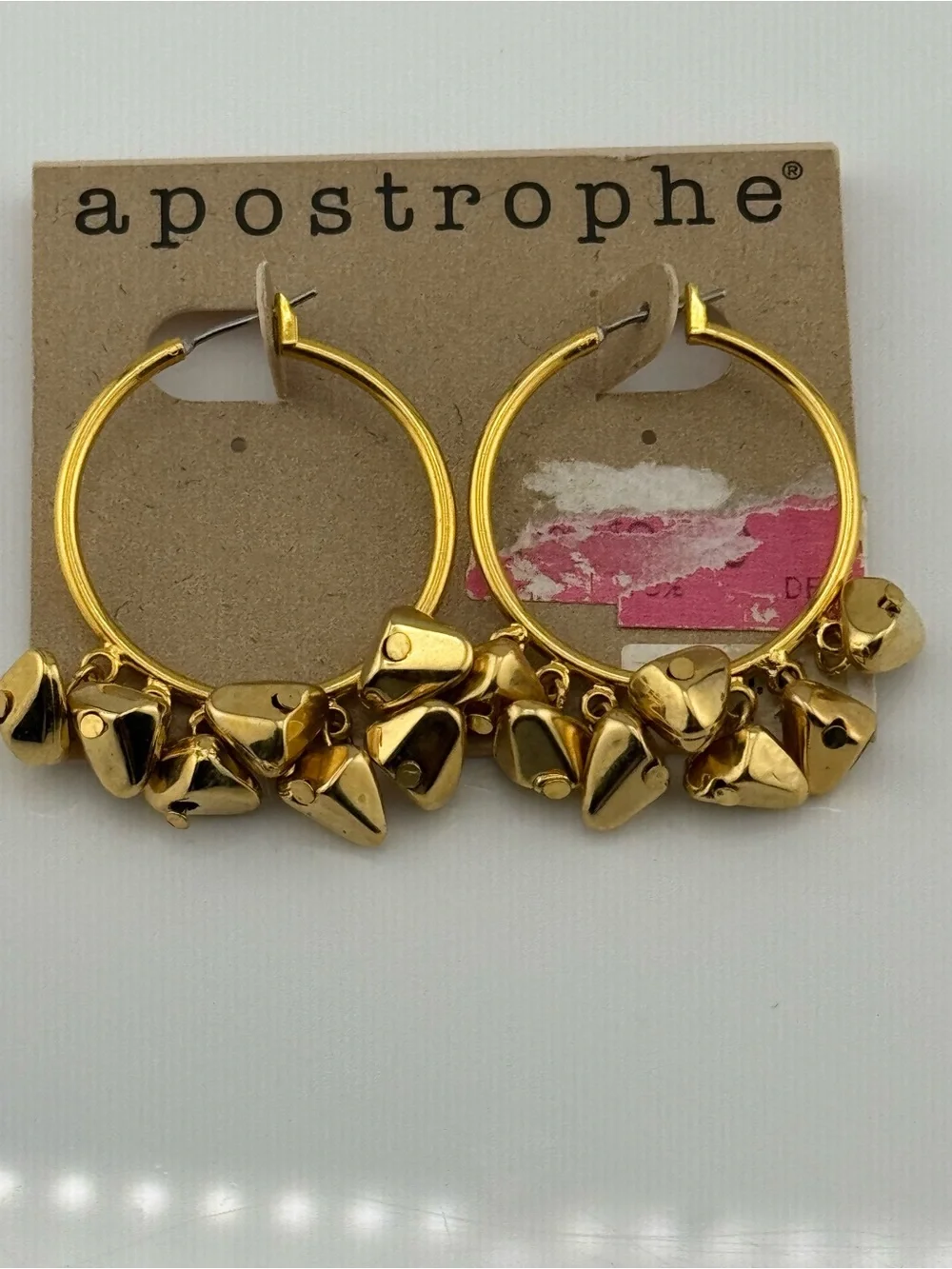 Apostrophe Gold Tone Hoop Earrings‎ Chunky Bead Dangle Y2K Statement 90s jewelry