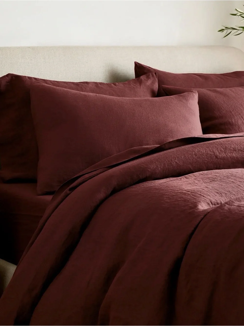 Burgundy European Linen Full/Queen Duvet - Retail $164