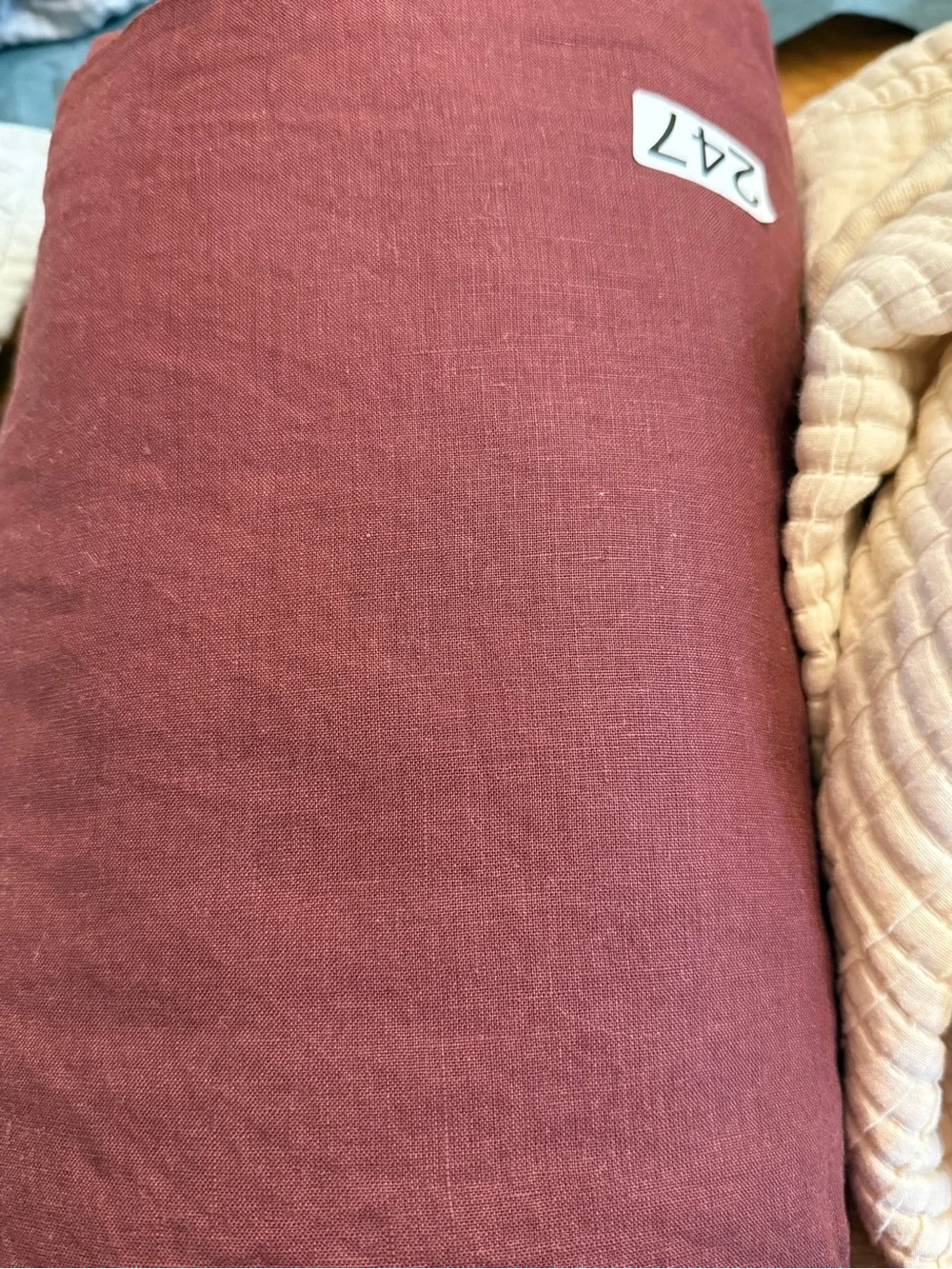 Burgundy European Linen Full/Queen Duvet - Retail $164