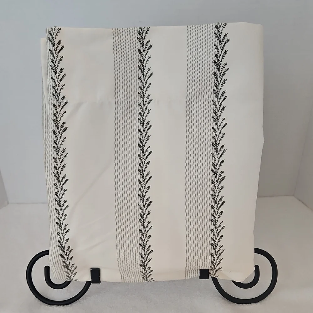 Cuddl Duds Ivory Dark Green Leafy Stripe Twin Flat Sheet