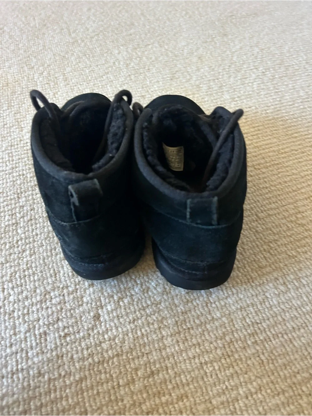 UGG Kids Black Suede Lace-Up Ankle Boots