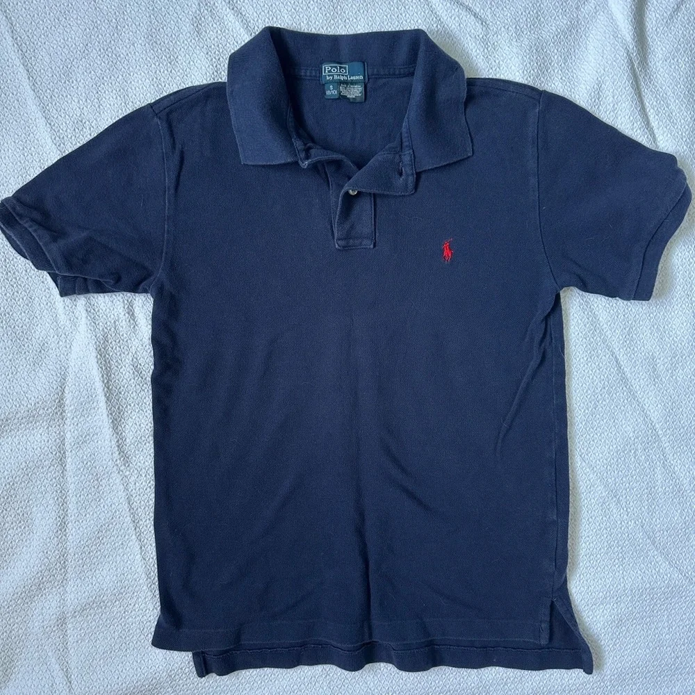 Polo Ralph Lauren Boys Navy Polo Shirt Size Small 8 10 Red Pony Classic