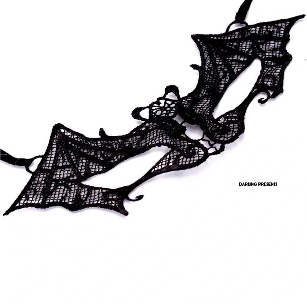 Bat Lace Face Mask Unisex Color Black Size OS