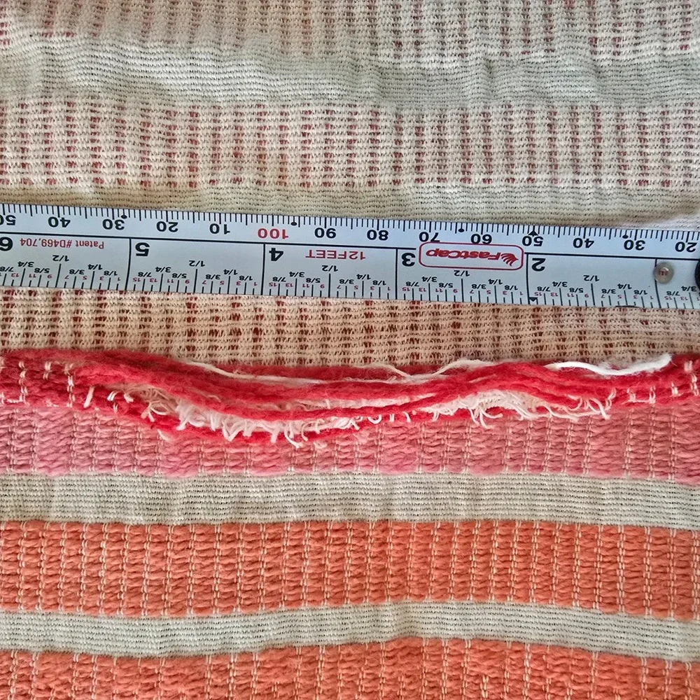 Bates Disciplined Bedspread Vintage MCM Pink Orange Red Striped Woven Made USA‎