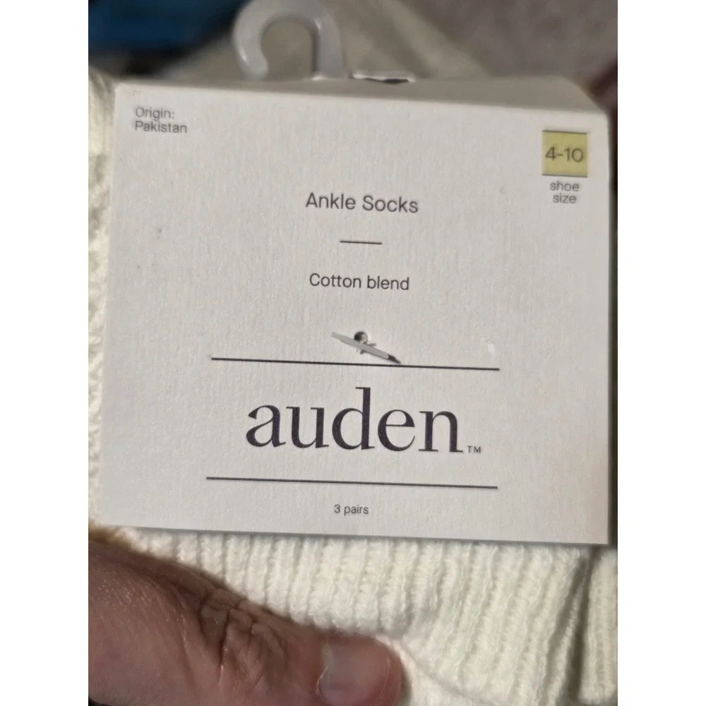 Auden Womens Ankle Socks 3 Pairs Cotton Blend Textured Knit Size 4-10