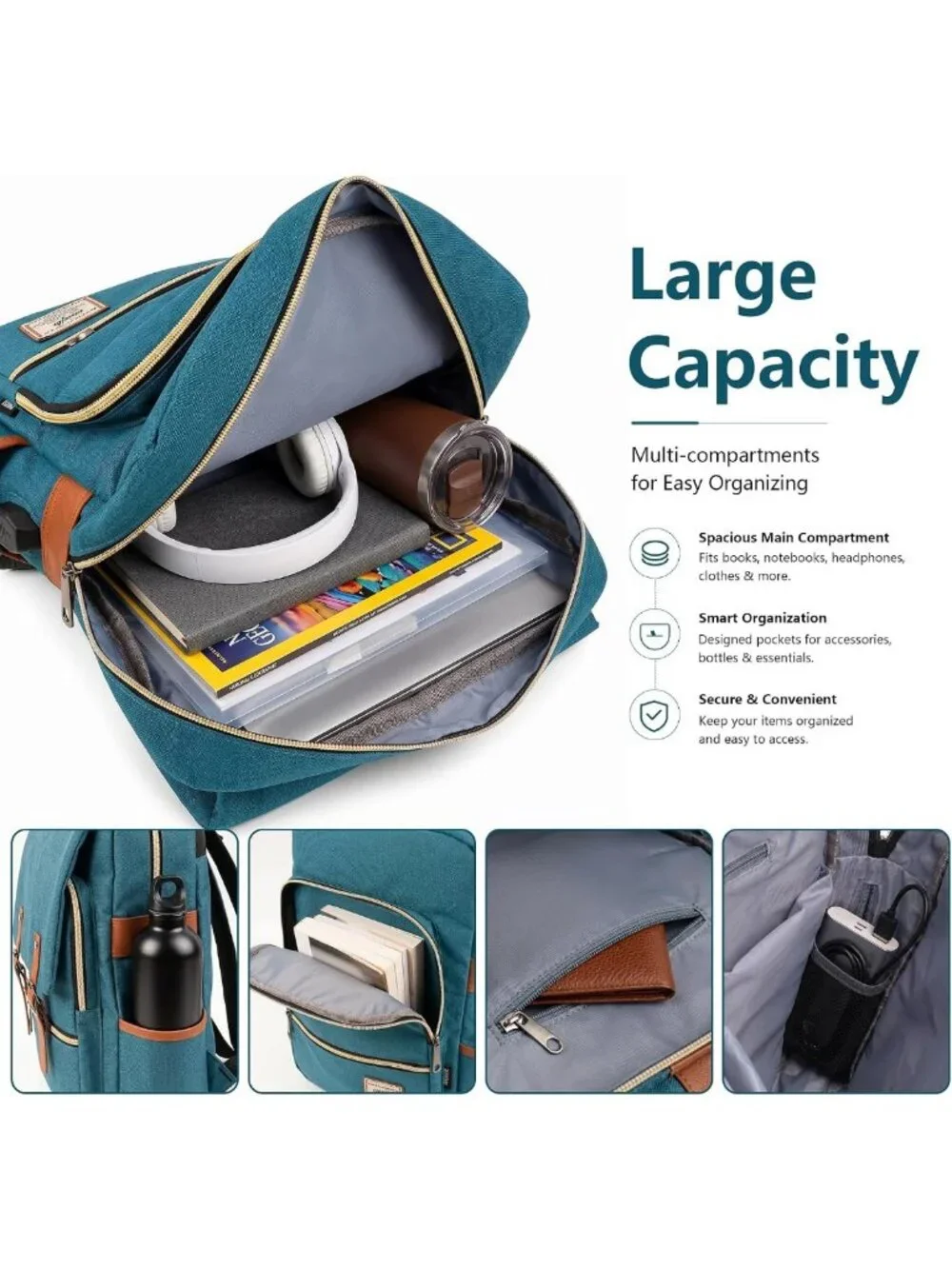 Casual Vintage Laptop Backpack with USB Port | Travel Rucksack for 15.6