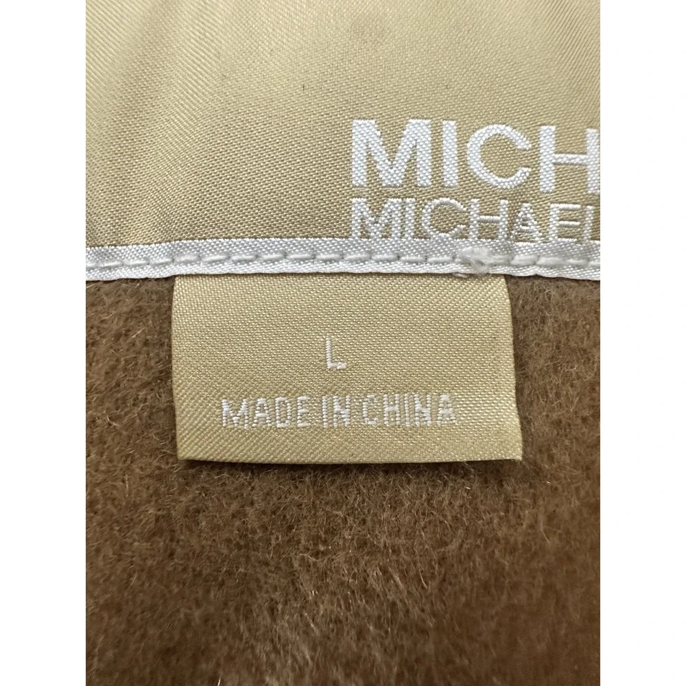 MICHAEL KORS trench coat women's Large Dark Camel Wool Blend Outdoor Career NWOT