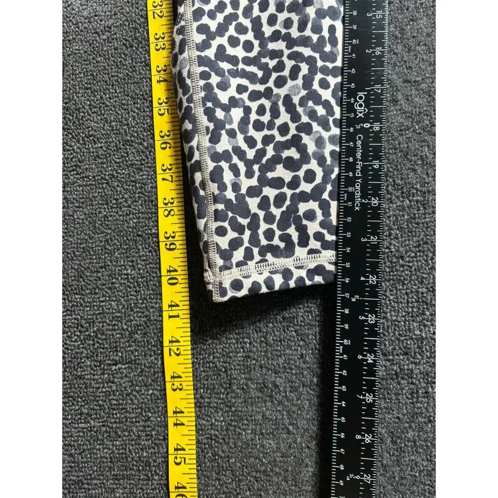 Lululemon Wunder Under Crop II Roll Down Ivory Black Spotted Workout Leggings 6