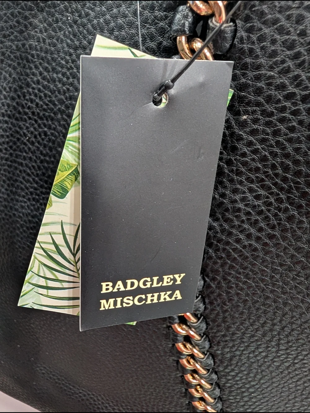 Badgley Mischka Black Tote with Gold Chain Trim