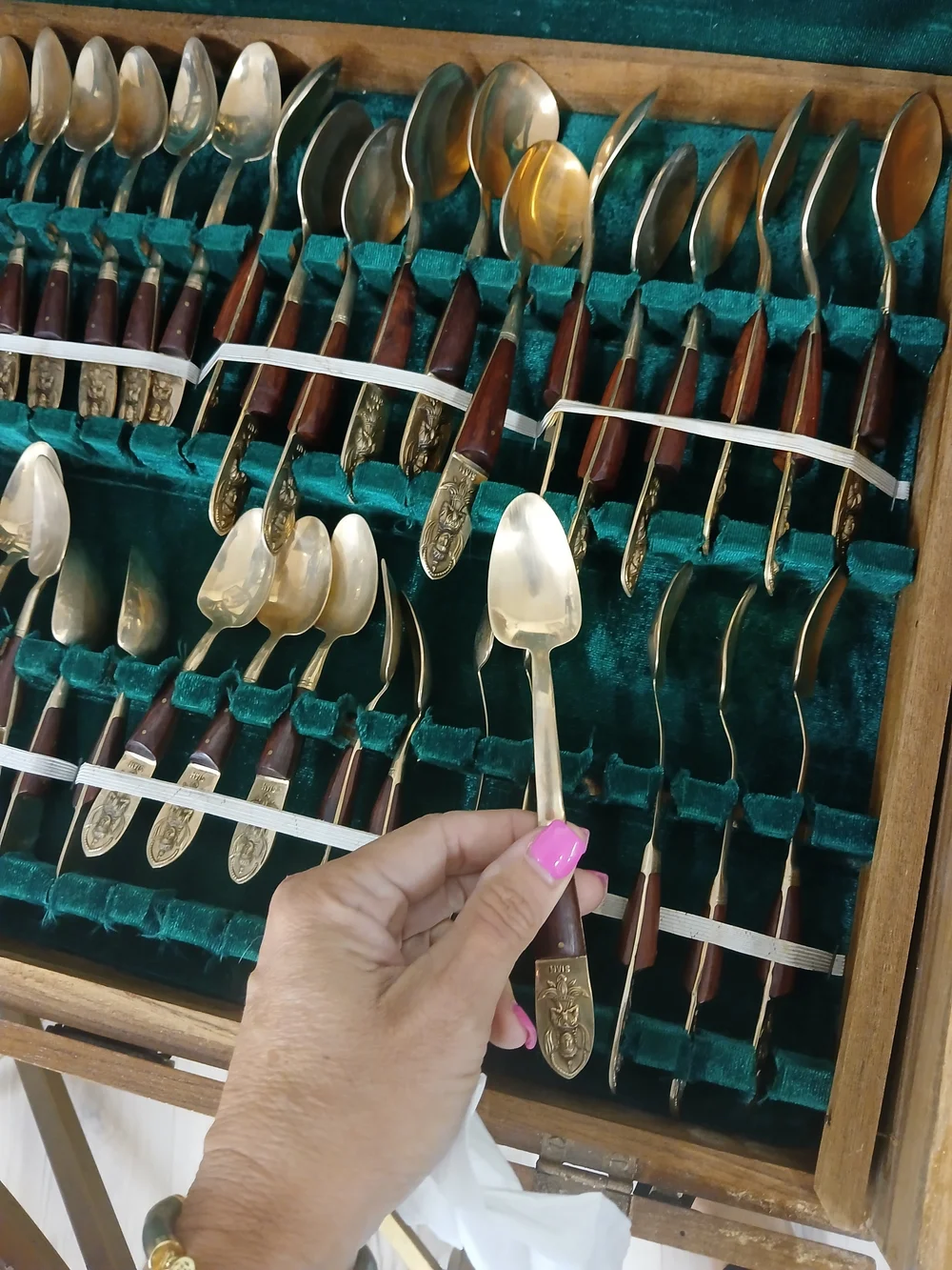 Vintage Gold Rosewood Flatware Complete Set 141 Piece