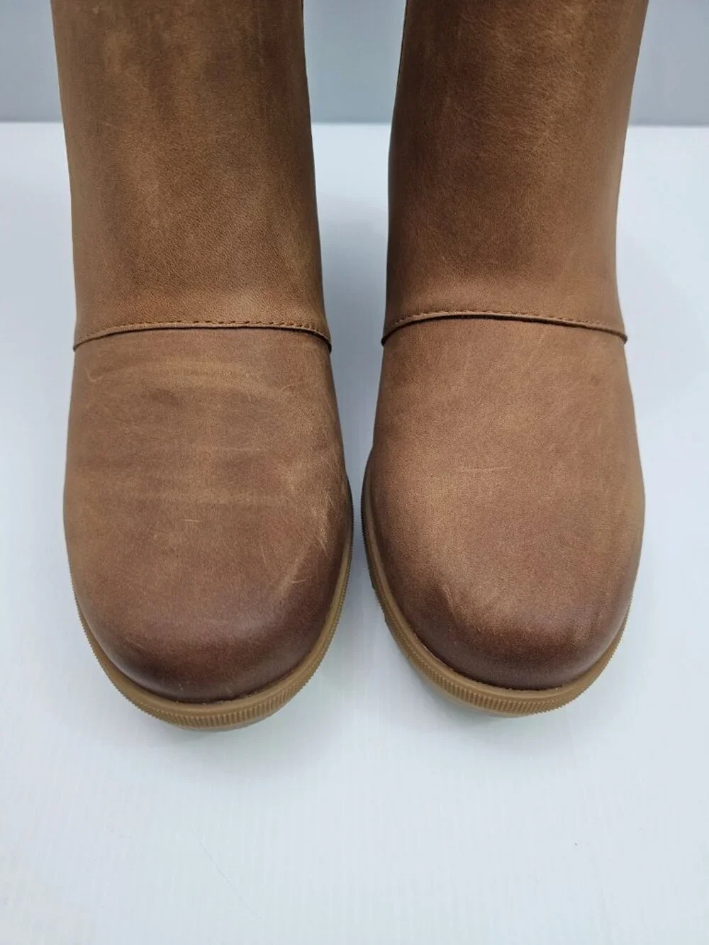 Sorel Joan Rhapsody Chelsea Wedge Ankle Boot Tan Leather Waterproof Womens 11