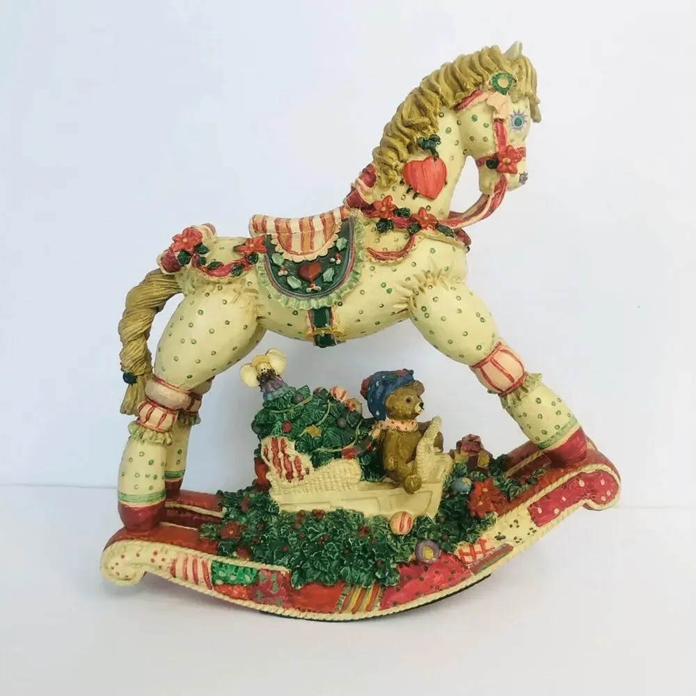 vintage musical rocking horse figurine christmas toy land 1992‎ works video