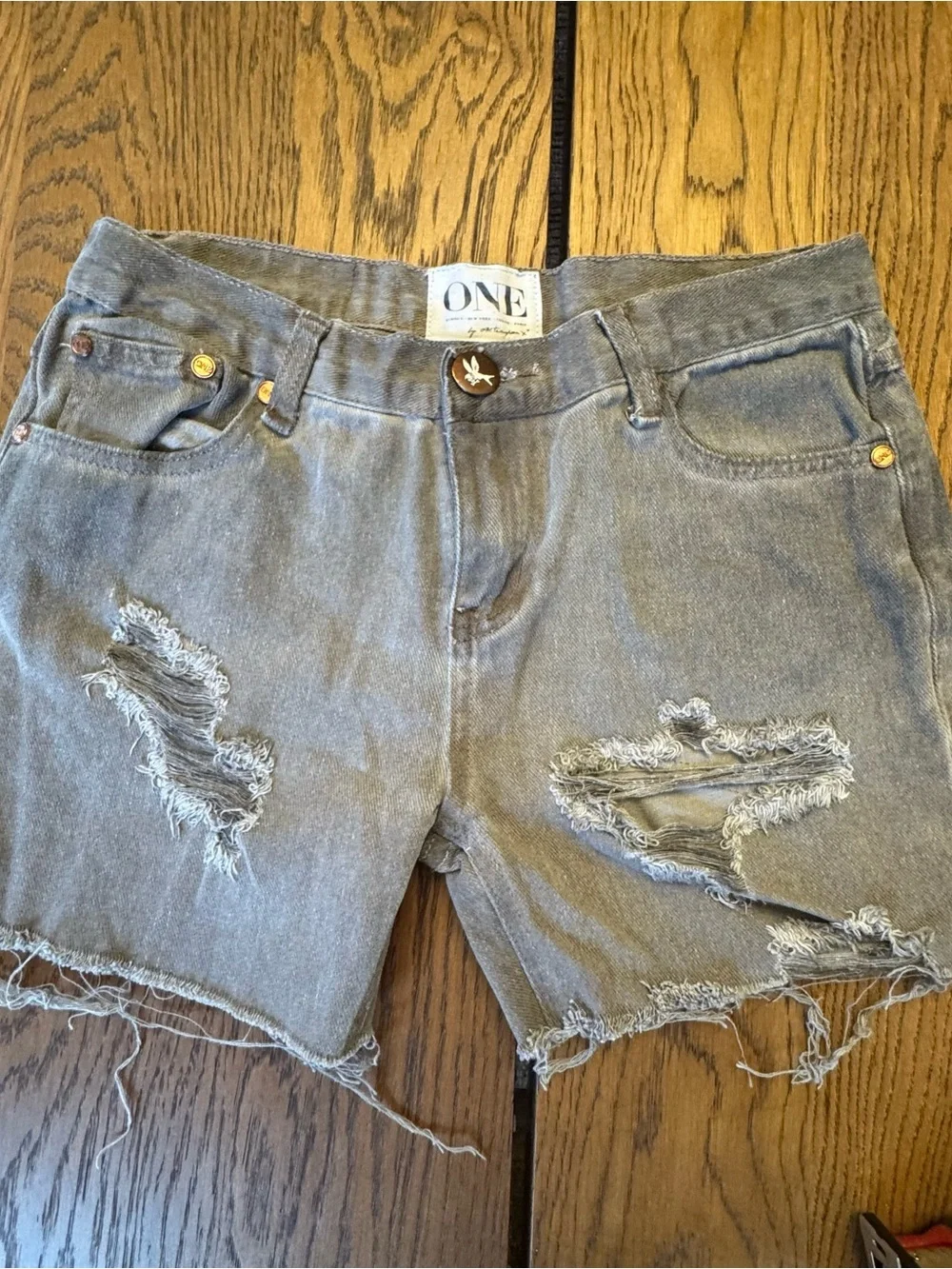 One Teaspoon Awesome Baggie‎  Shorts Waist 28 Denim Destroyed Long Jean Cut Offs