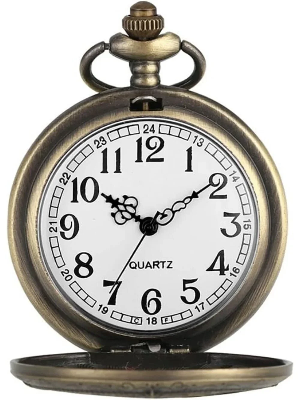 Men's White Vintage Chain Quartz Bronze Vines Necklace Halloween Pocket Watch