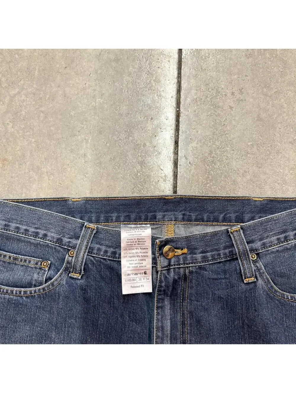 vintage carhartt dark blue relaxed baggy fit jeans size 38 x 29