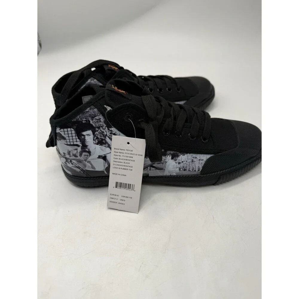 Feiyue x Bruce Lee 1920 Lo Black Martial Arts Sneakers Men 9 Women 11 FU100182M