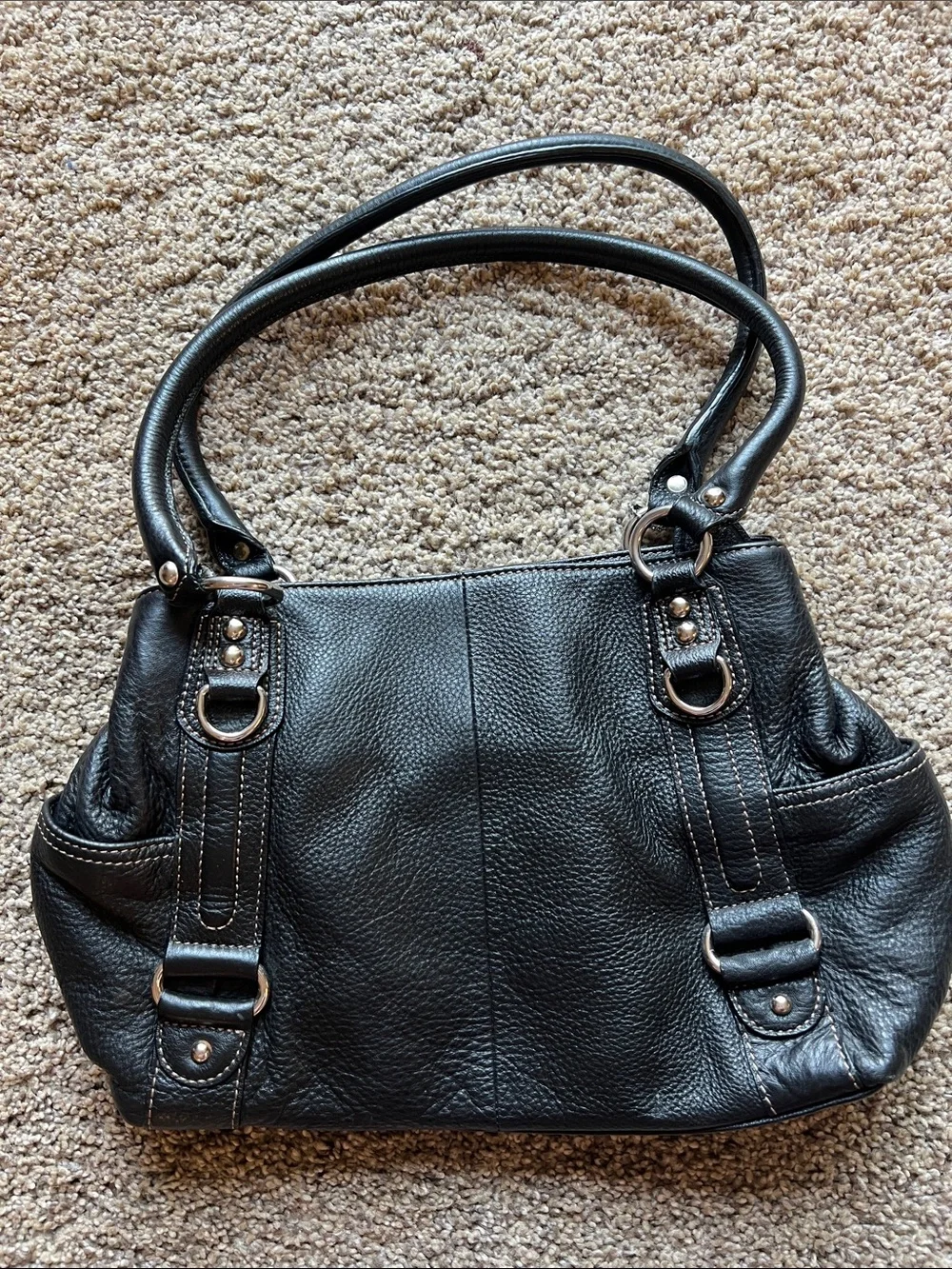 Wilsons Leather Black Pebbled Leather Shoulder Bag