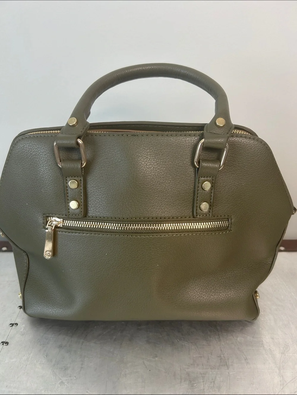 Charming Charlie Olive Satchel with Tassel and Gold Hardware