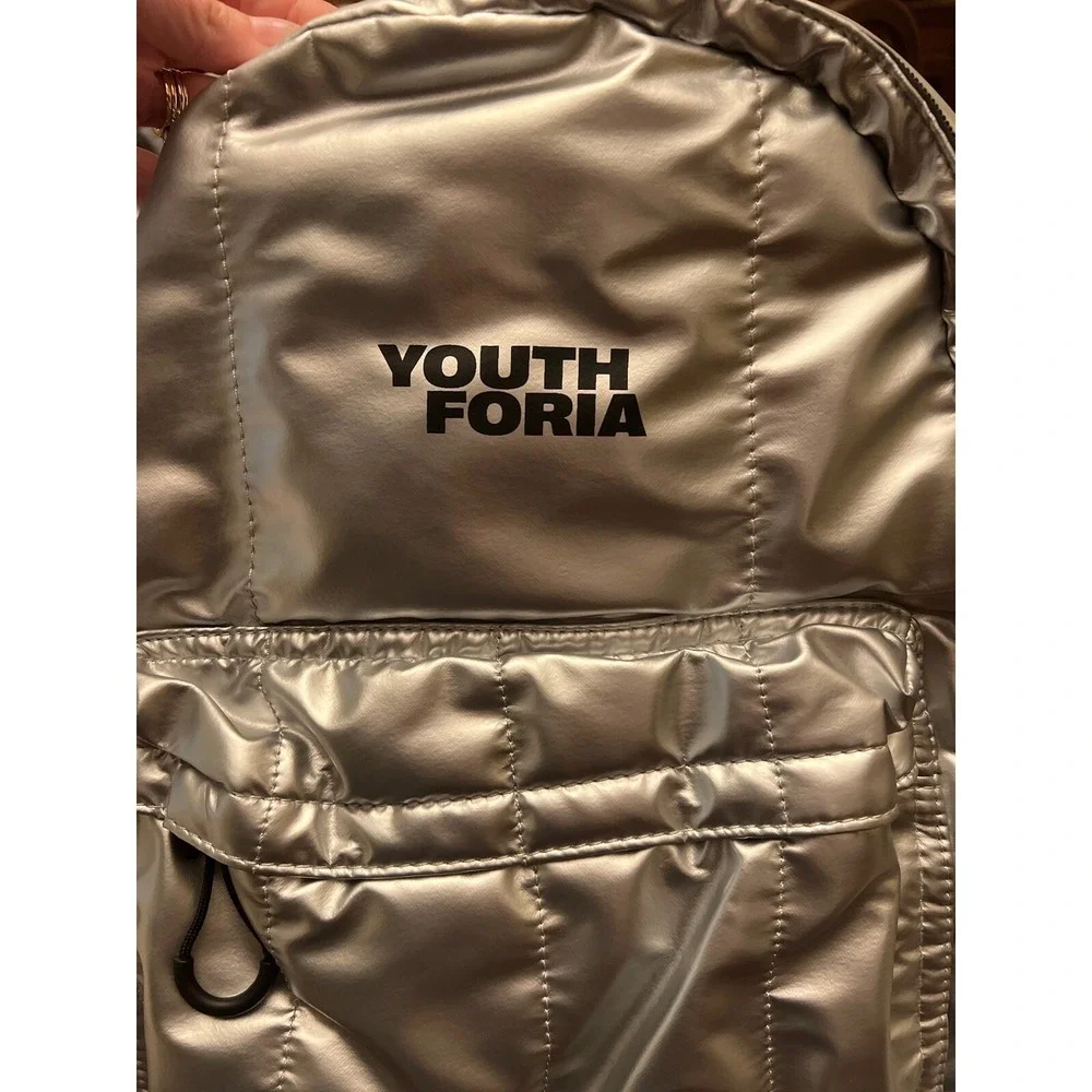 Youthforia‎ backpack book bag k-beauty swag silver metallic New NWT