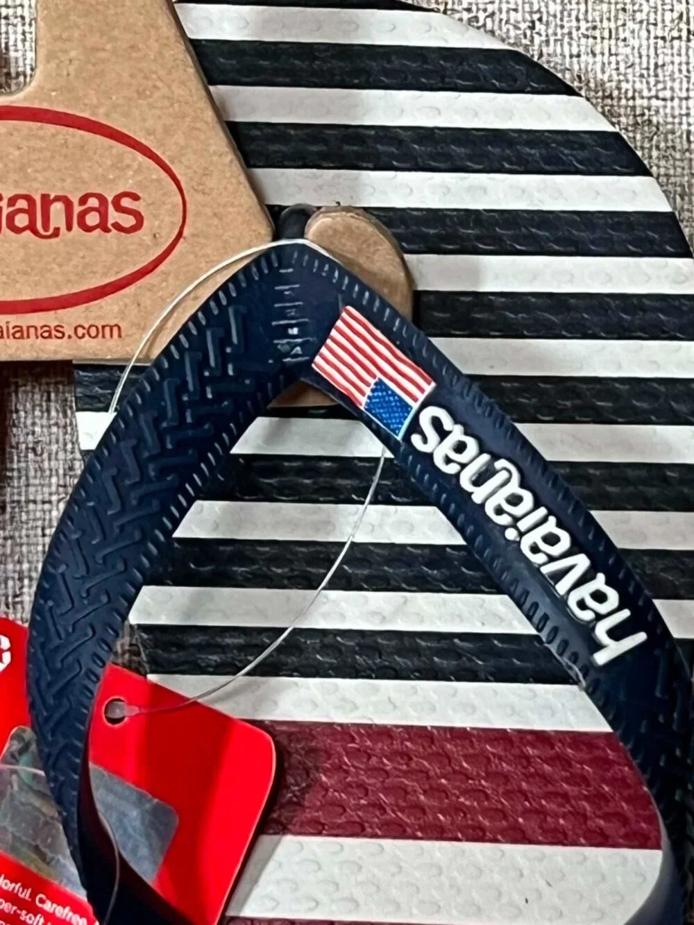 Havaianas Logo Stripes Flip Flops Red/White/Blue Size 2Y